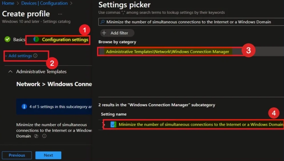 Configuring basic information for the configuration profile